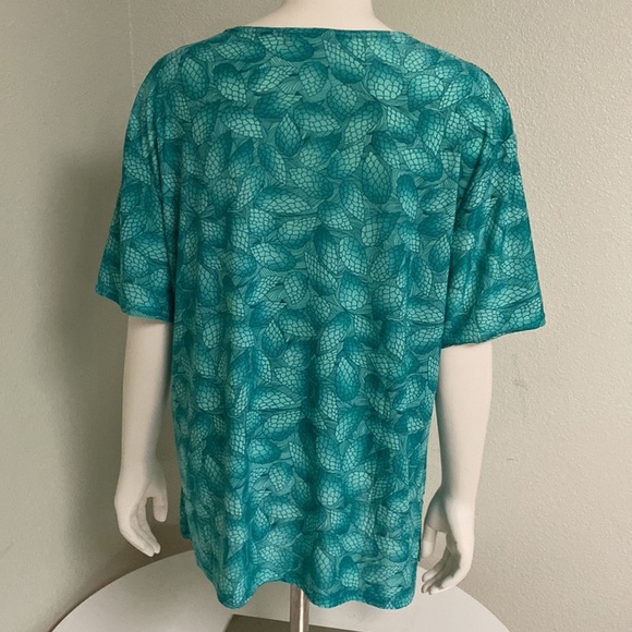 T-C Fashion Embellished Print Green Blouse Size XXL - Picture 5 of 5